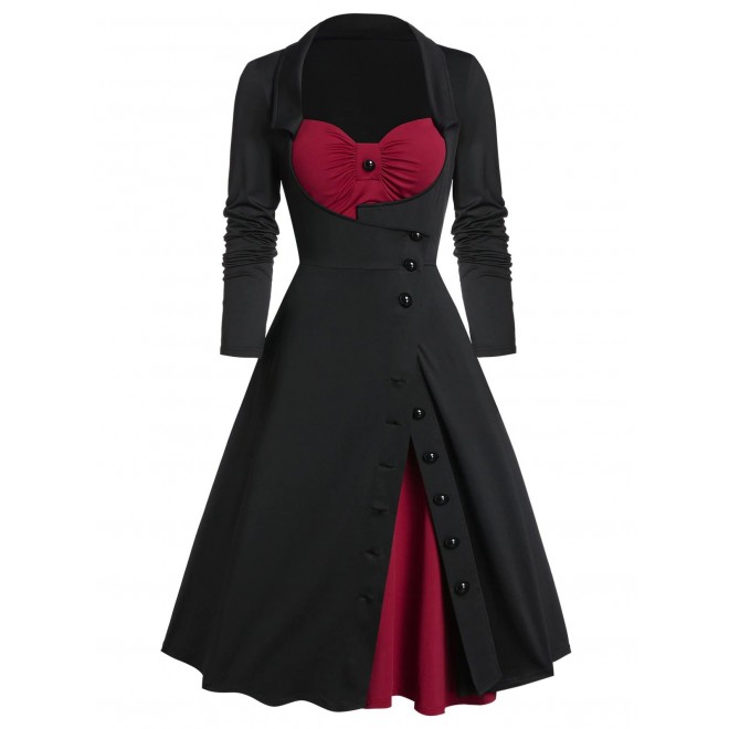 Button Slit Ruched C...