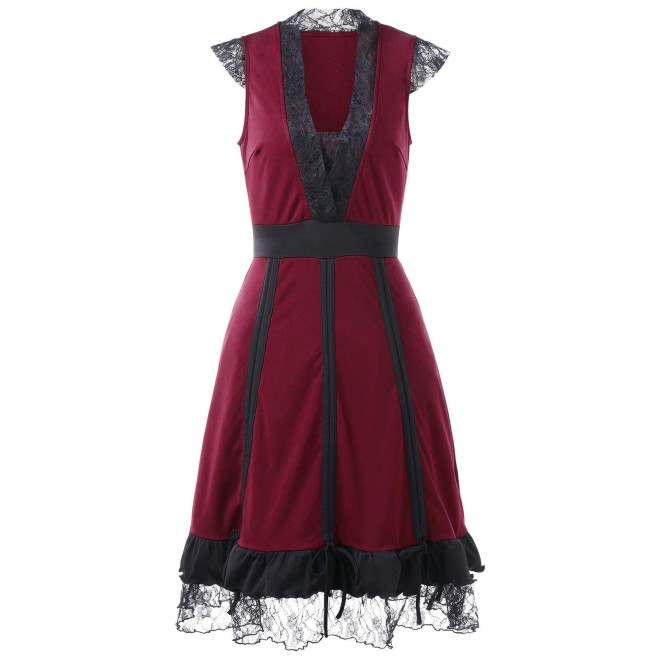 Cap Sleeve Deep V Ne...