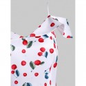 Cherry Print Cami Foldover High Low Dress