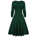 Flower Lace Insert Mock Button Bowknot Vintage Dress