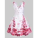 Flower Print Empire Waist Surplice Dress