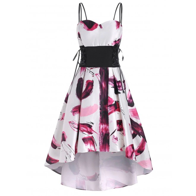 Flower Print Lace Up...