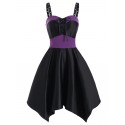 Gothic Color Block Lace Up Handkerchief Dress