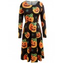 Halloween Pumpkin Print Midi Dress