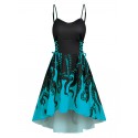 High Low Lace Up Octopus Print Cami Dress