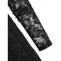 Plunge Neck Lace-up Ruffle Flower Lace Dress