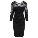 See Through Drape Design Lace Sheath Dress