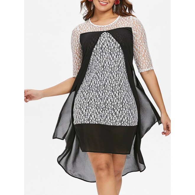 Two Tone Lace Chiffo...