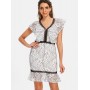 V-neck Floral Lace F...