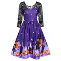 Vintage Lace Sleeve Halloween Party Swing Dress